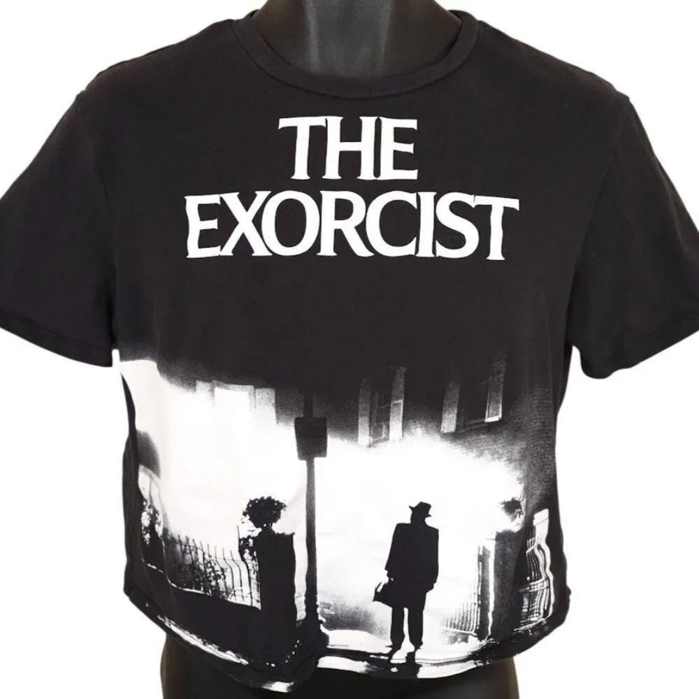 The Exorcist Crop Top T Shirt Womens Size Small Black Horror Movie Tee